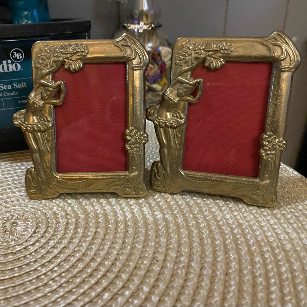 Antique brass ballerina matching picture frames